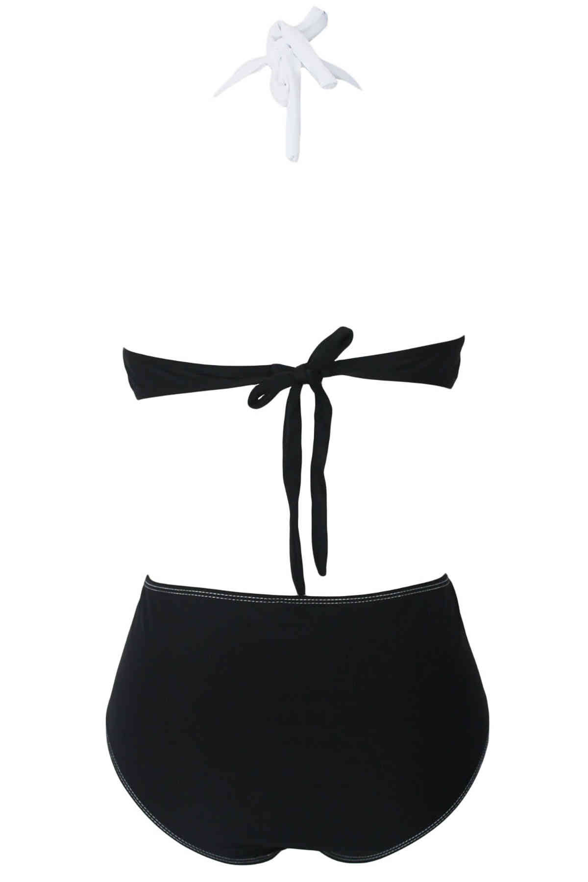Angelsin Kaplı Siyah Beyaz Şık Tasarımlı Bikini
