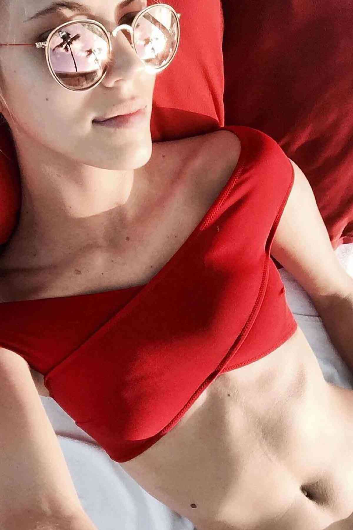 Angelsin Kırmızı Özel Tasarım Bikini Üst