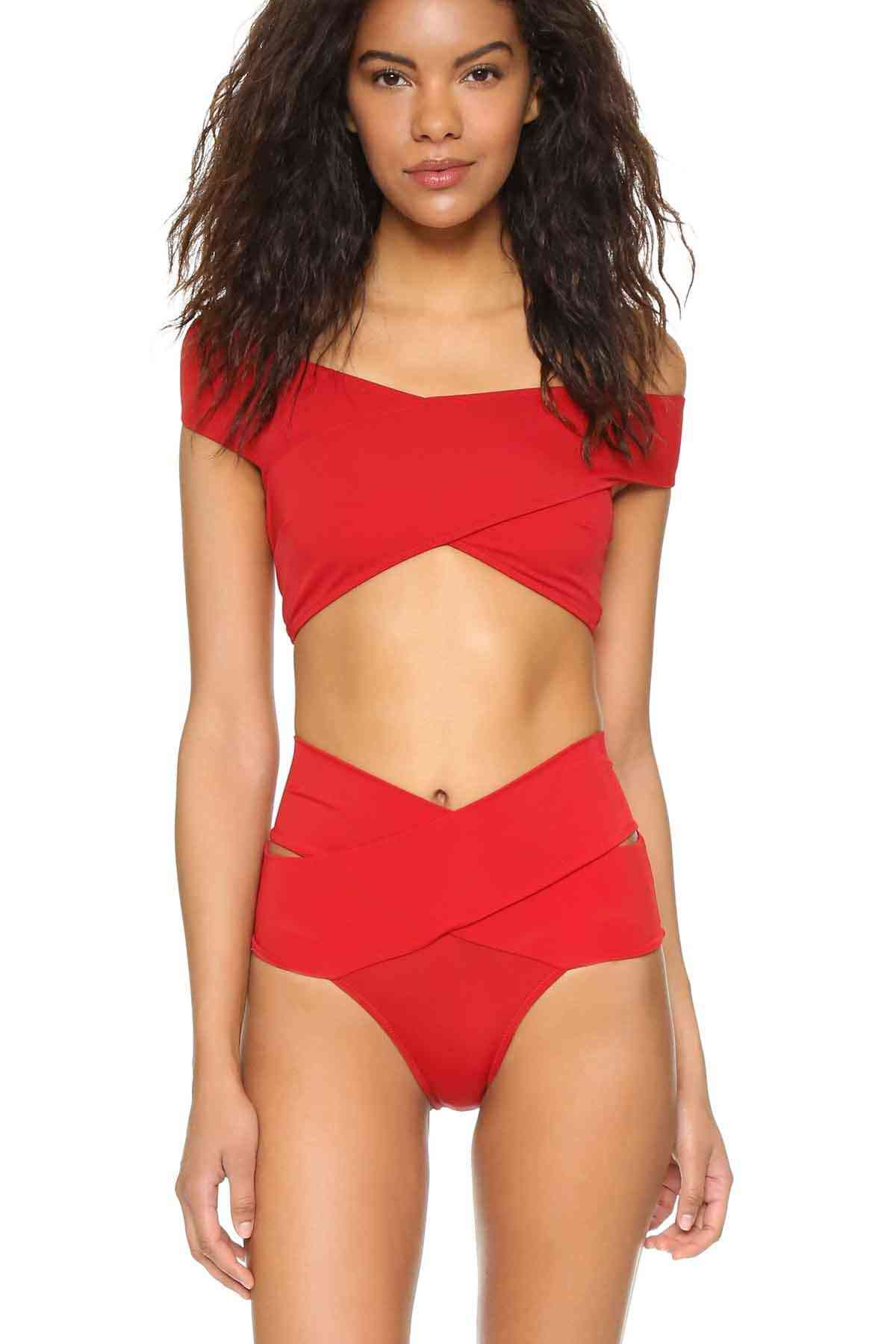 Angelsin Kırmızı Özel Tasarım Bikini Üst