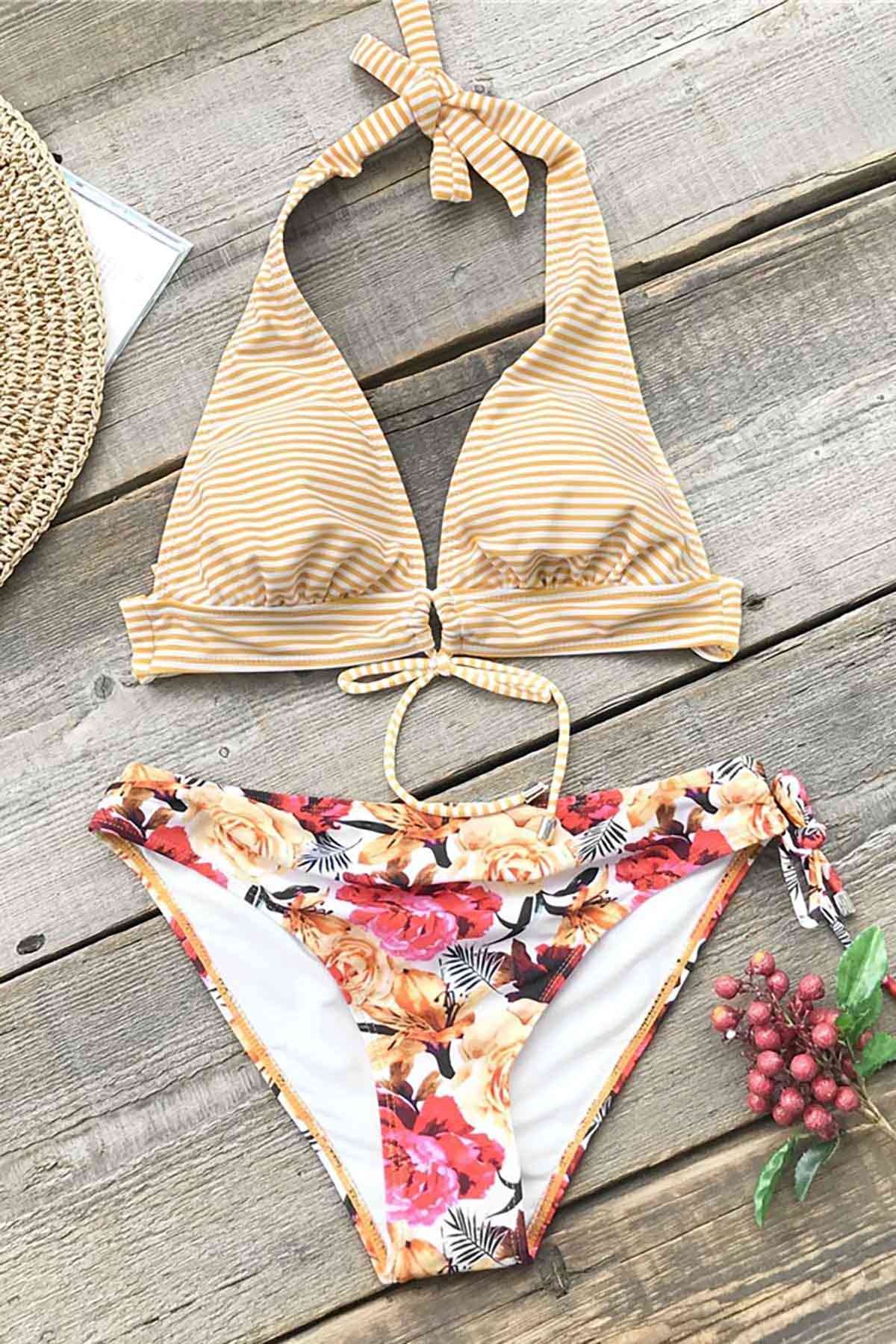 Angelsin Önden Bağlamalı Bikini Takım Çok Renkli