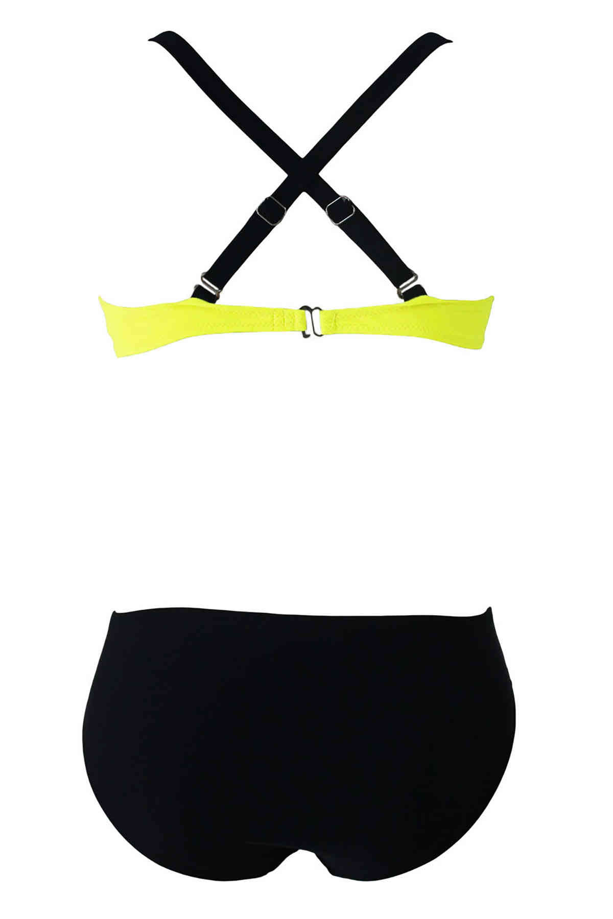 Angelsin Sarı Siyah Şık Bikini Tek Alt