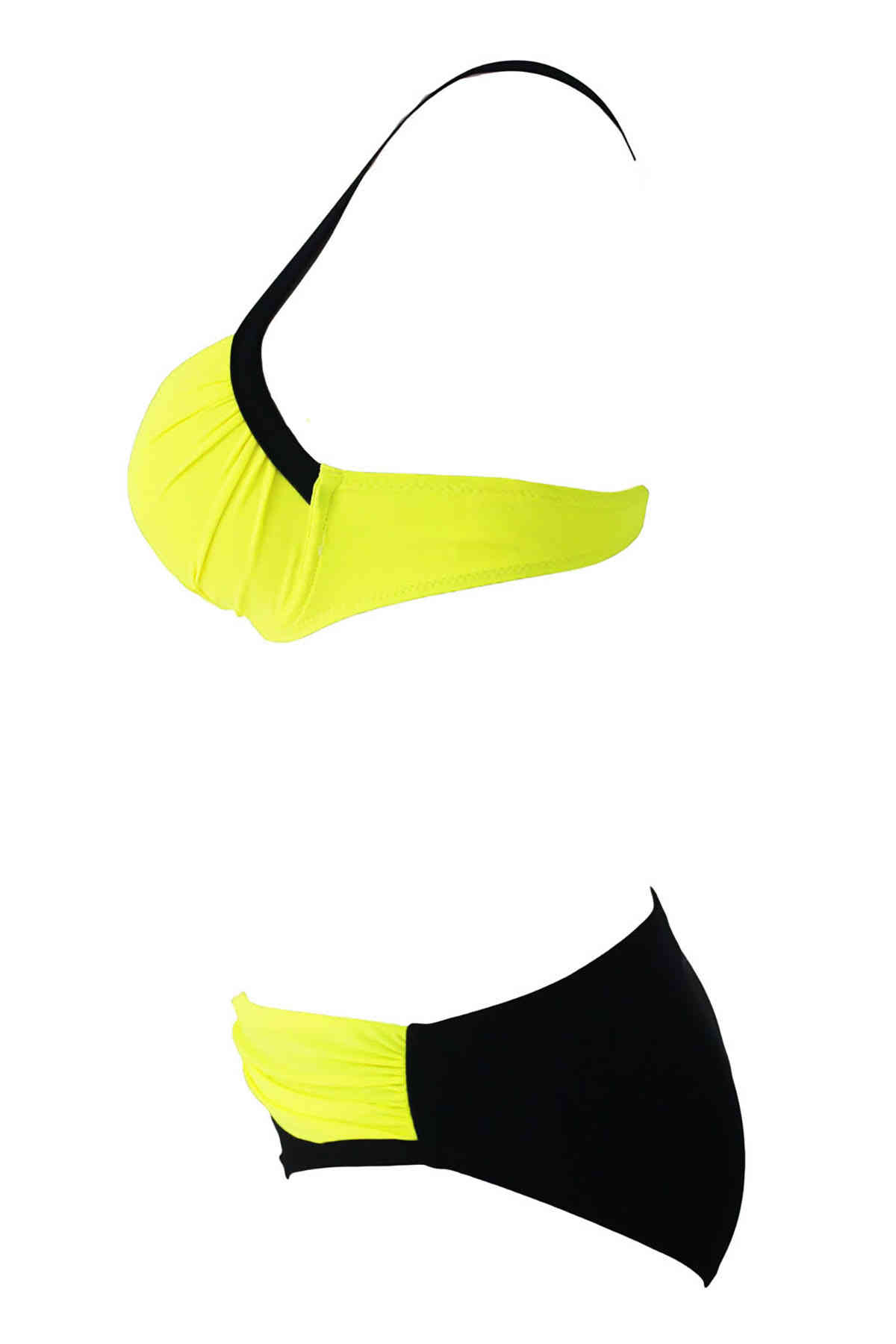 Angelsin Sarı Siyah Şık Bikini Tek Alt