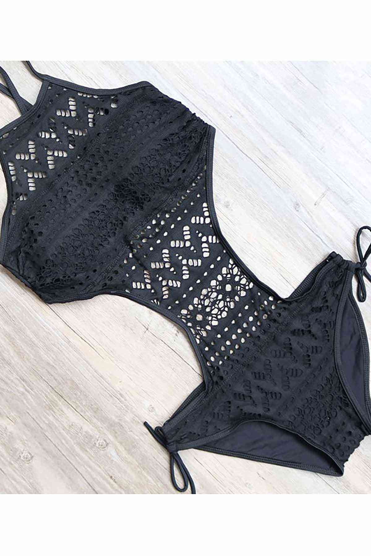 Angelsin Siyah Dantel Şık Mayokini