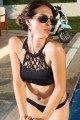 Angelsin Siyah Üstü Örgü Bikini Takım