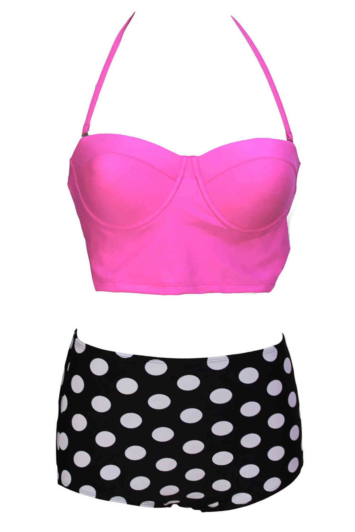Angelsin Üstü pembe Yüksek Bel Şık Bikini