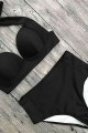Angelsin Yüksek Bel Siyah Şık Bikini Takım