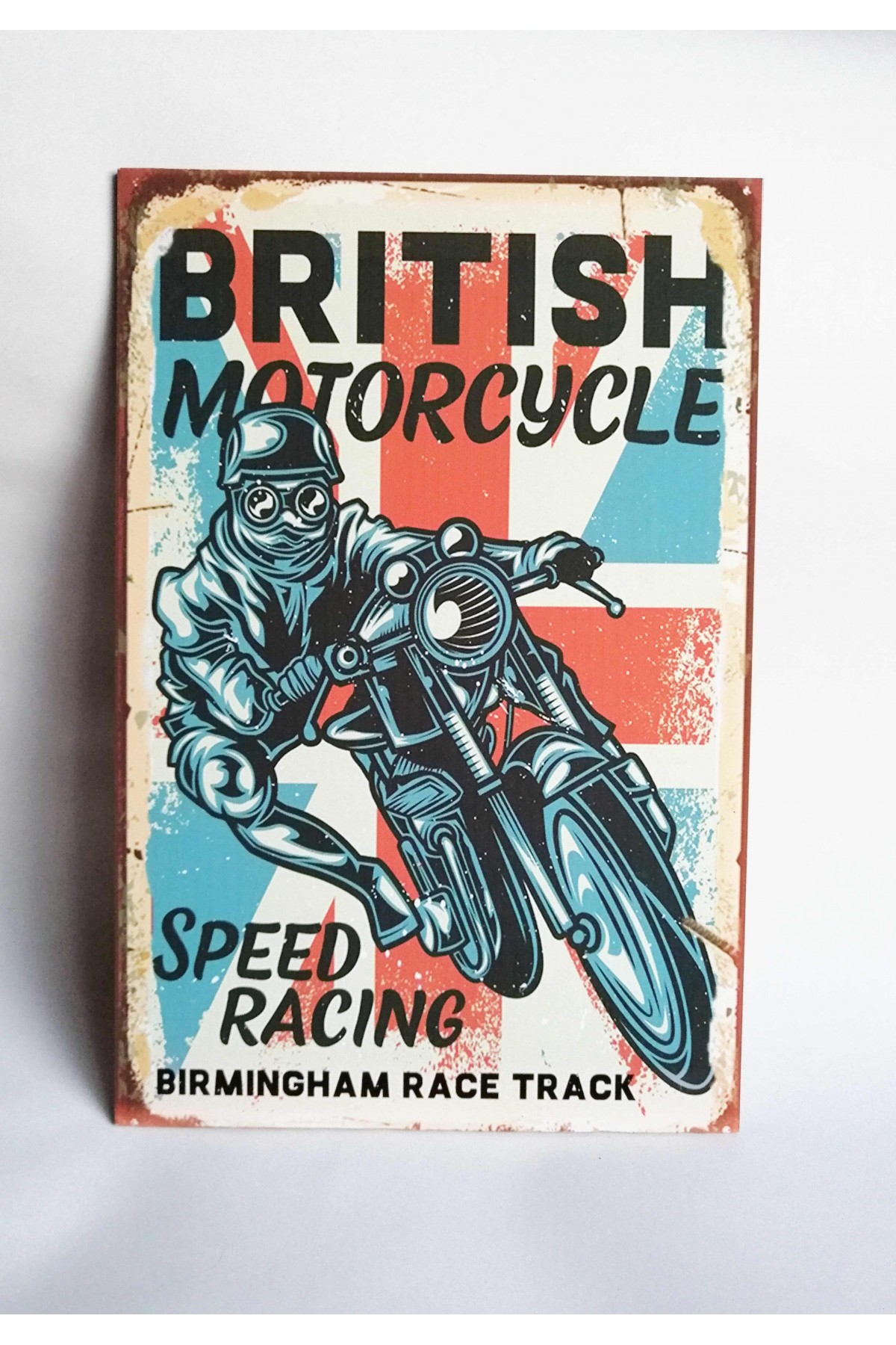 Retro Vintage Ahşap Poster British Motorsiklet