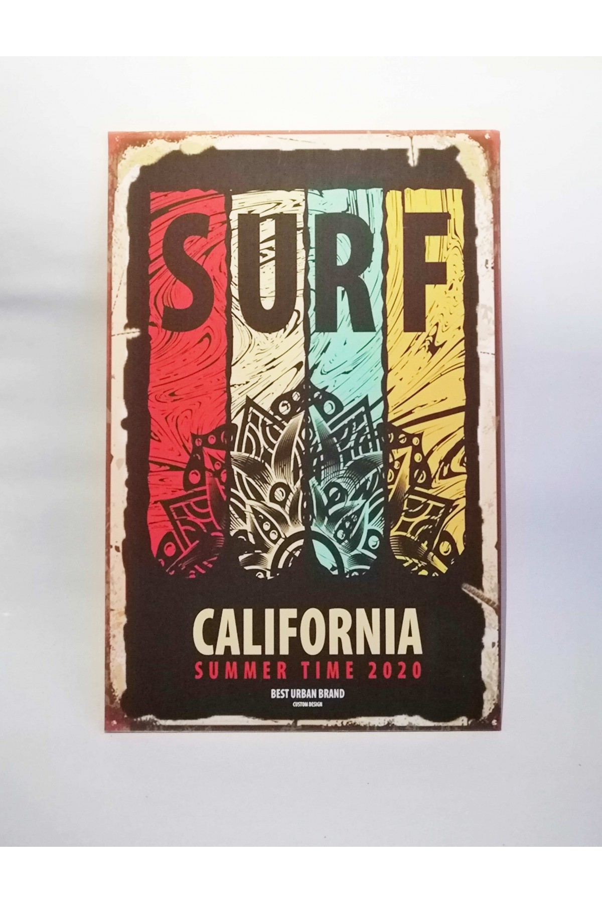 Retro Vintage Ahşap Poster California Surf