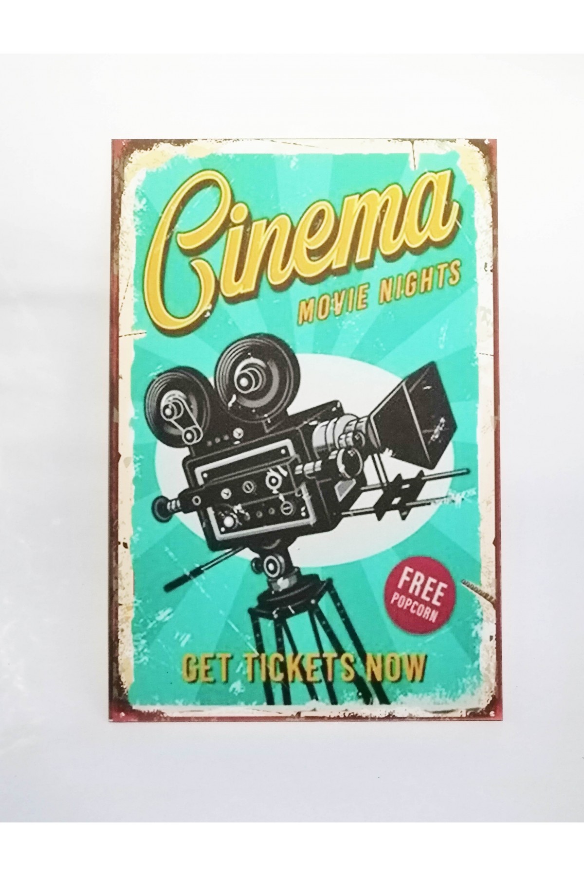 Retro Vintage Ahşap Poster Kamera Sinema Temalı