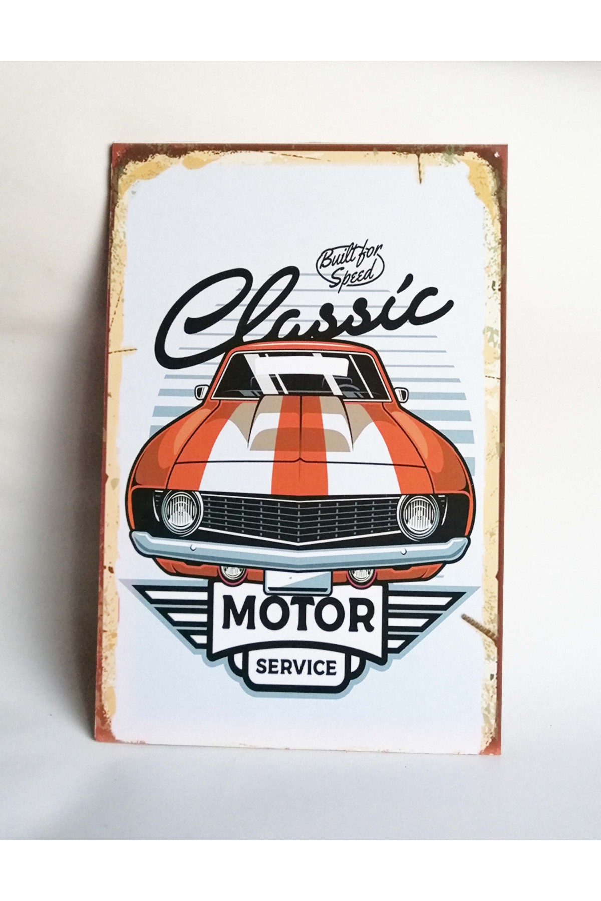 Retro Vintage Ahşap Poster Classic Otomobil