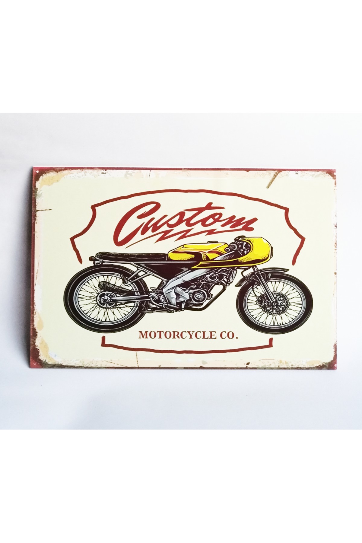 Retro Vintage Ahşap Poster Motorsiklet