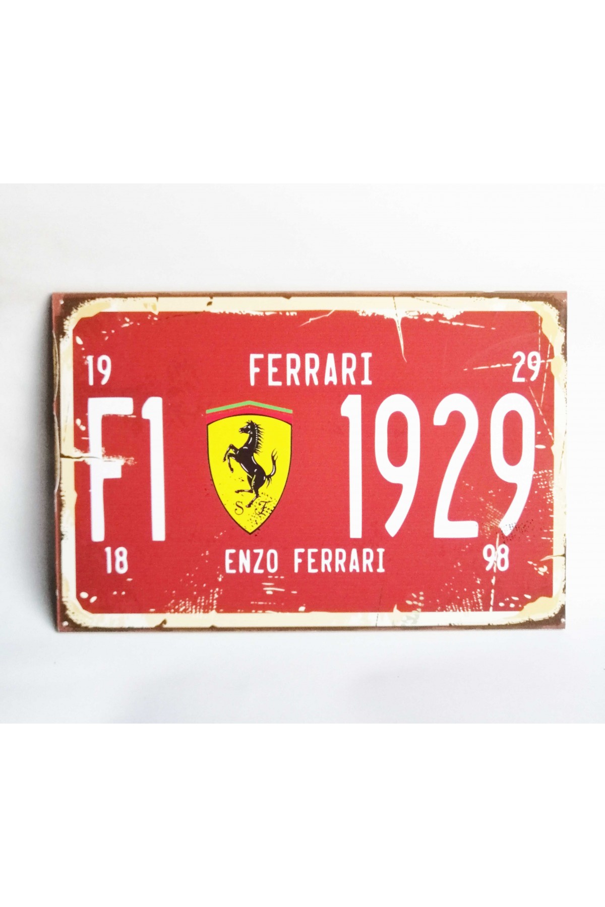 Retro Vintage Ahşap Poster F1 Ferrari Plaka