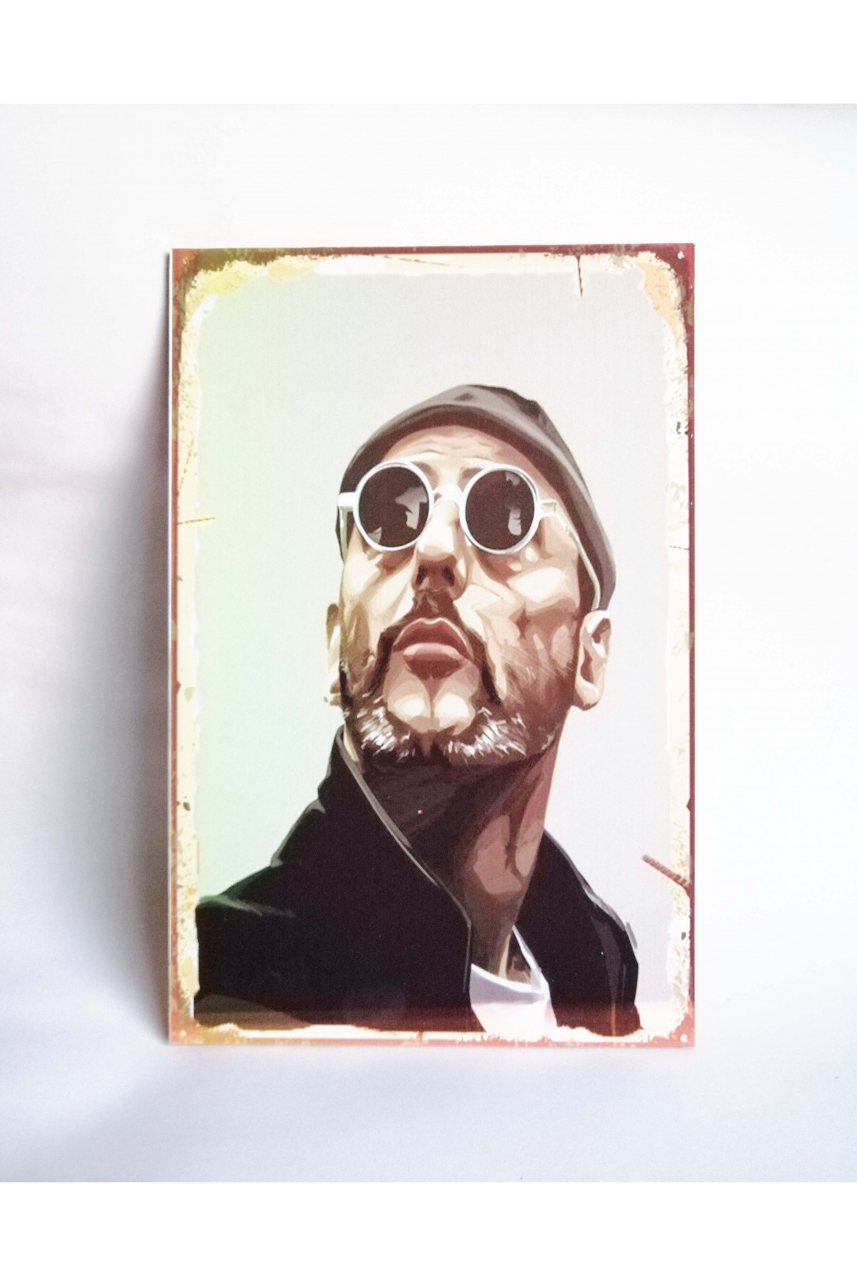 Retro Vintage Ahşap Poster Leon Filmi Jean Reno