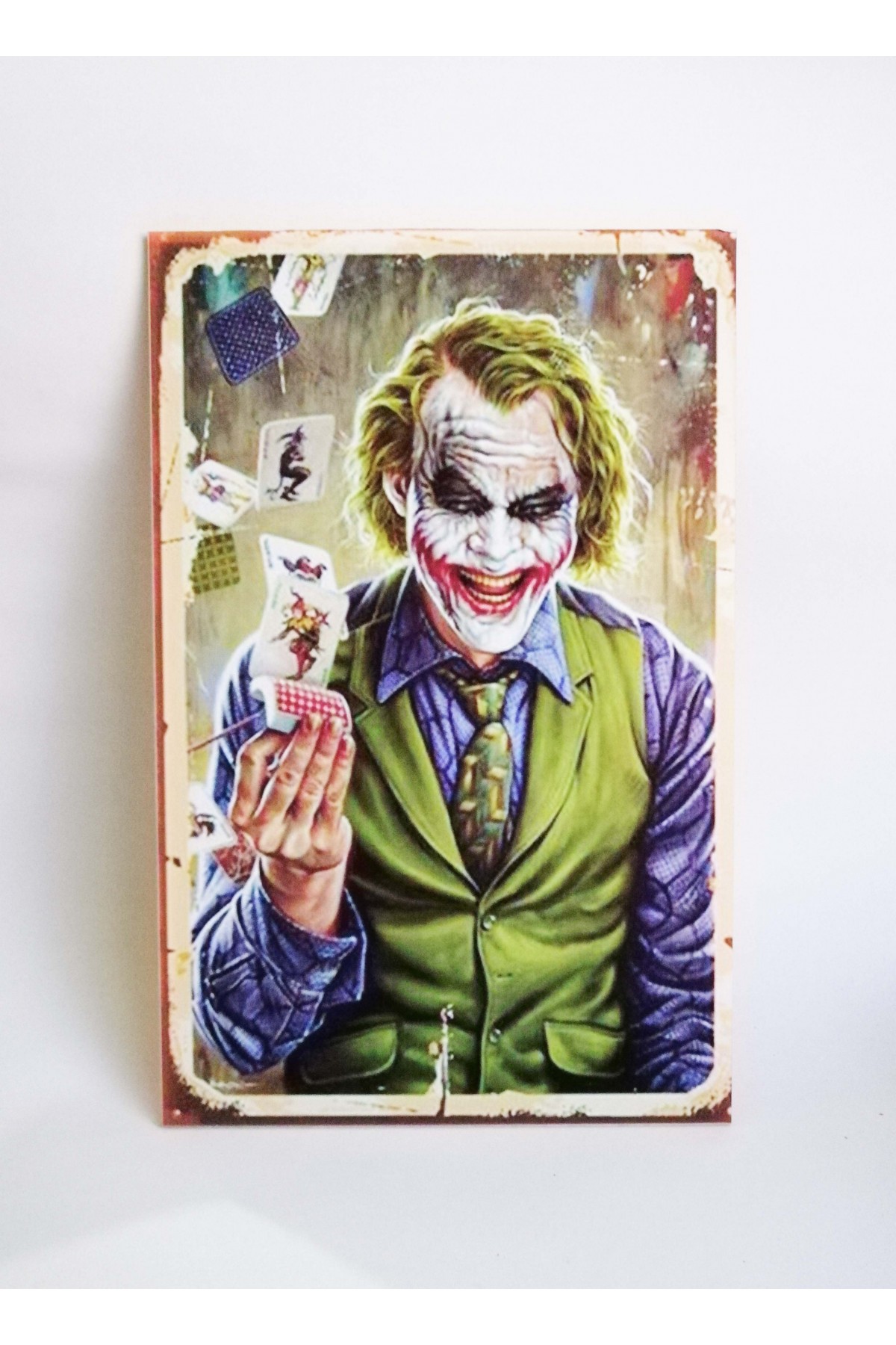 Retro Vintage Ahşap Poster Joker ve İskambil Kağıtları