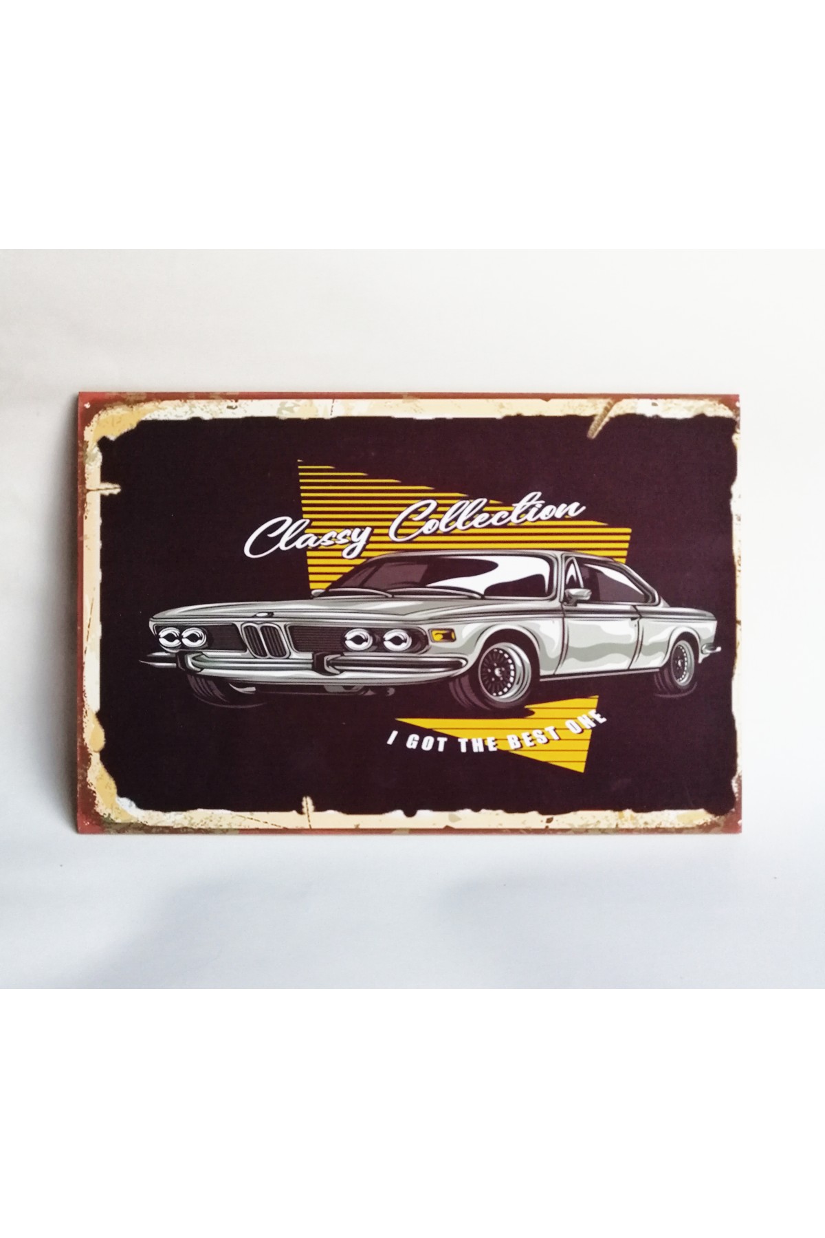 Retro Vintage Ahşap Poster Klasik Otomobil