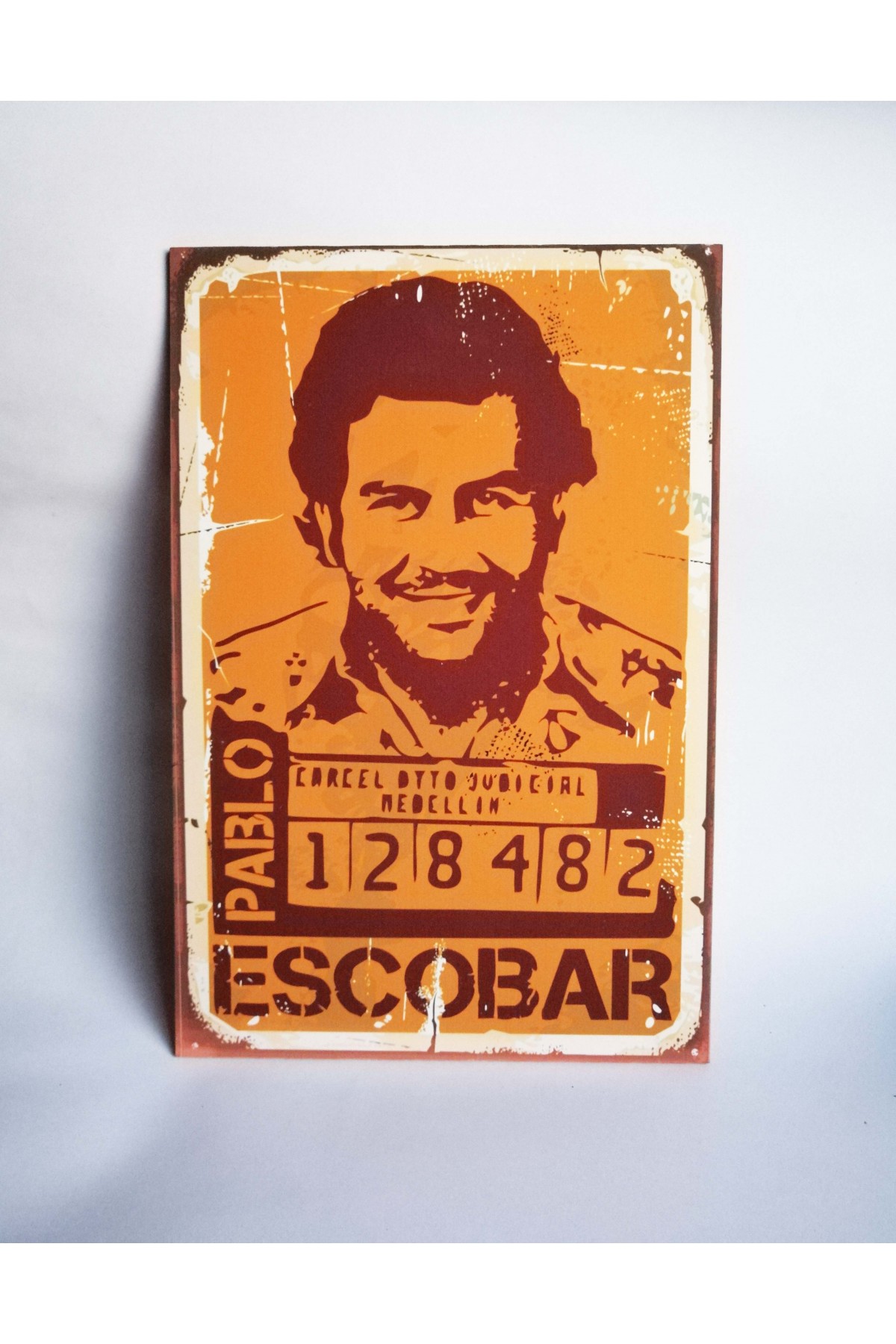 Retro Vintage Ahşap Poster Pablo Escobar
