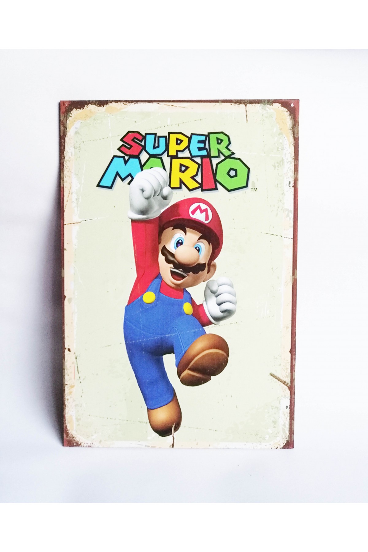 Retro Vintage Ahşap Poster Super Mario