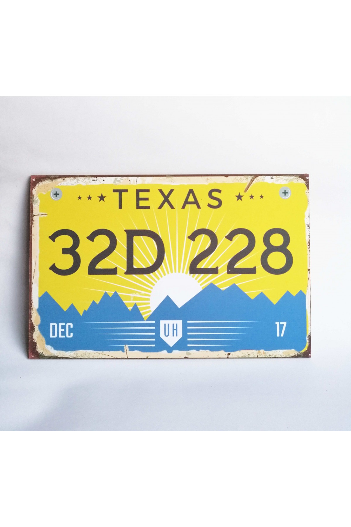 Retro Vintage Ahşap Poster Texas Plaka
