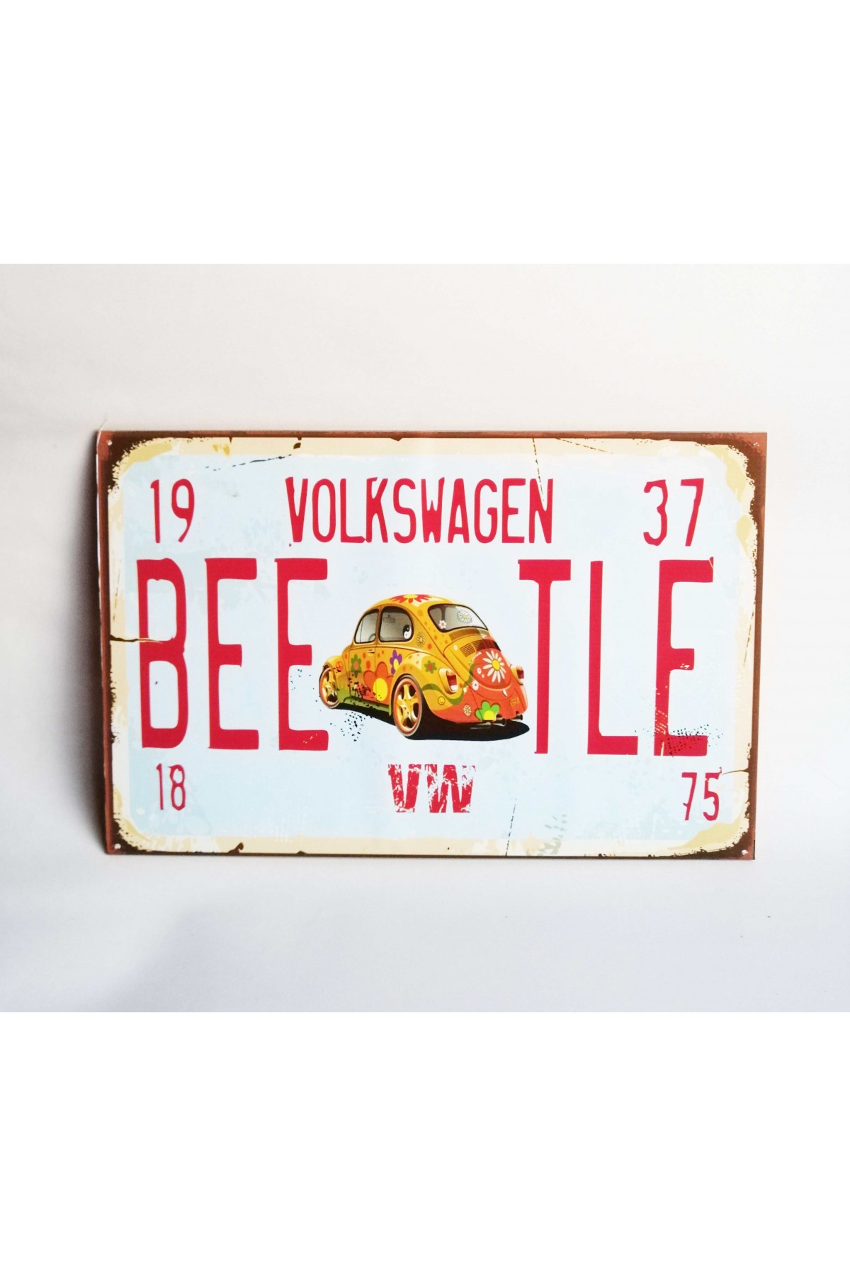 Retro Vintage Ahşap Poster Volkswagen Plaka