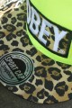 OBEY Hip Hop Şapka Nakışlı Fosfor Yesil Leopar