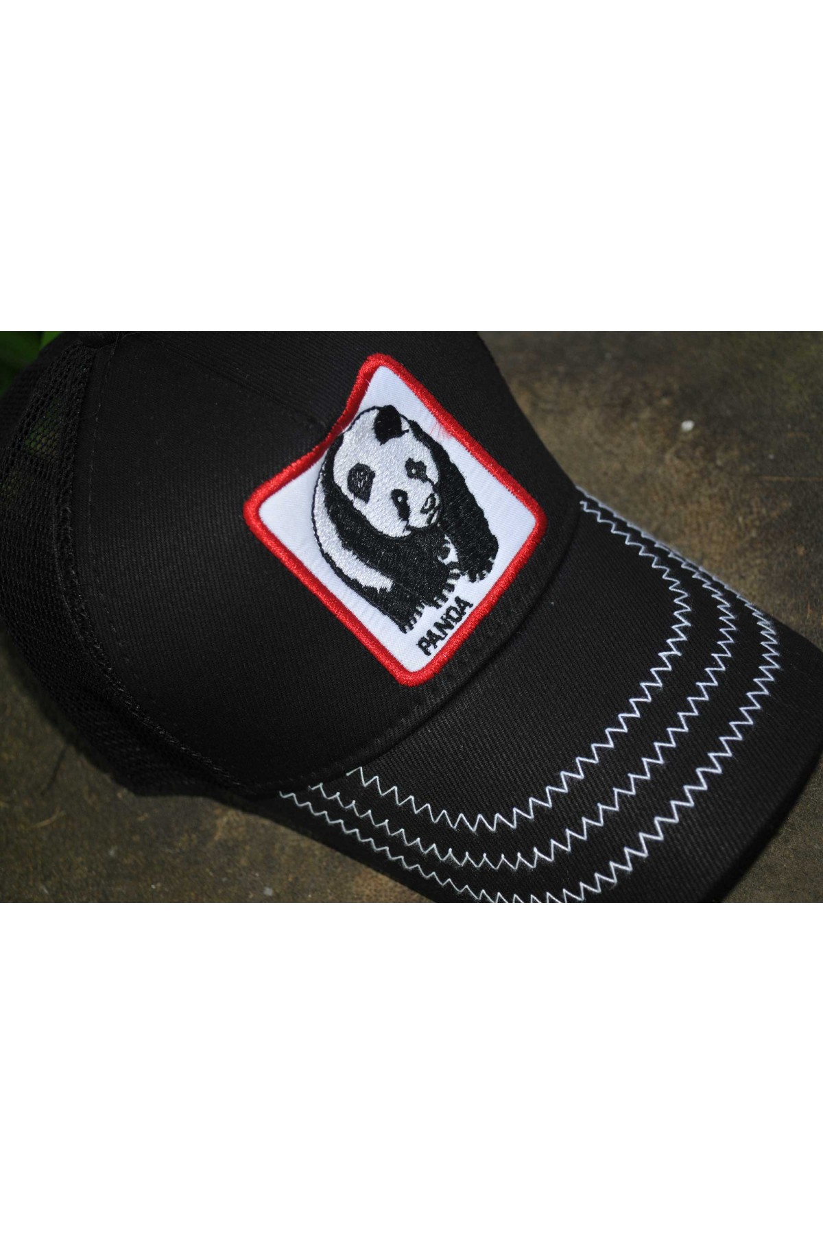 Panda Figürlü Şapka Siyah