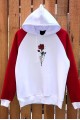Sevgili Kombini Kapşonlu Sweatshirt Beyaz Kırmızı Güllü Kışlık (Kalın)
