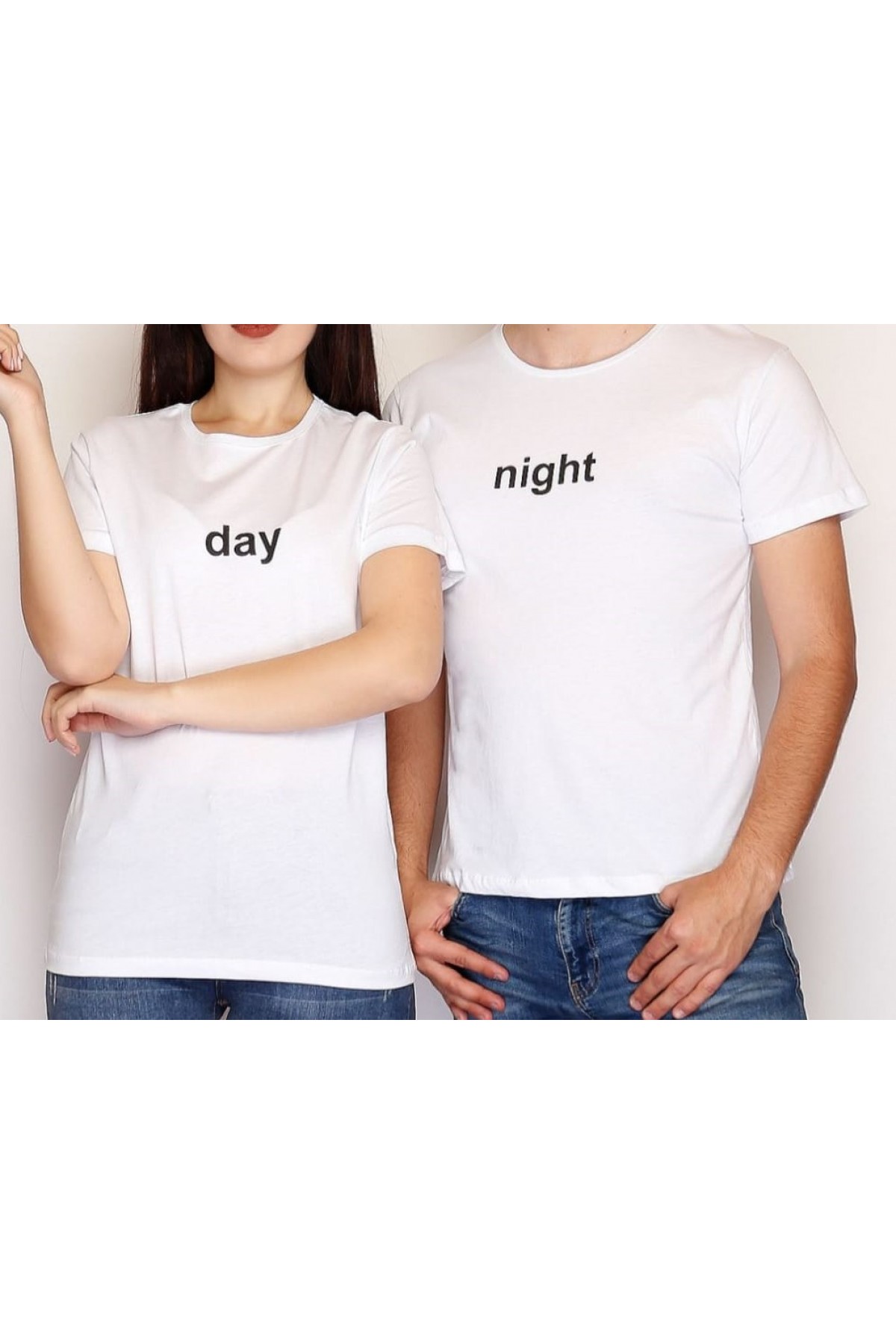 Sevgili Kombini Tişört Night Day Baskılı Beyaz