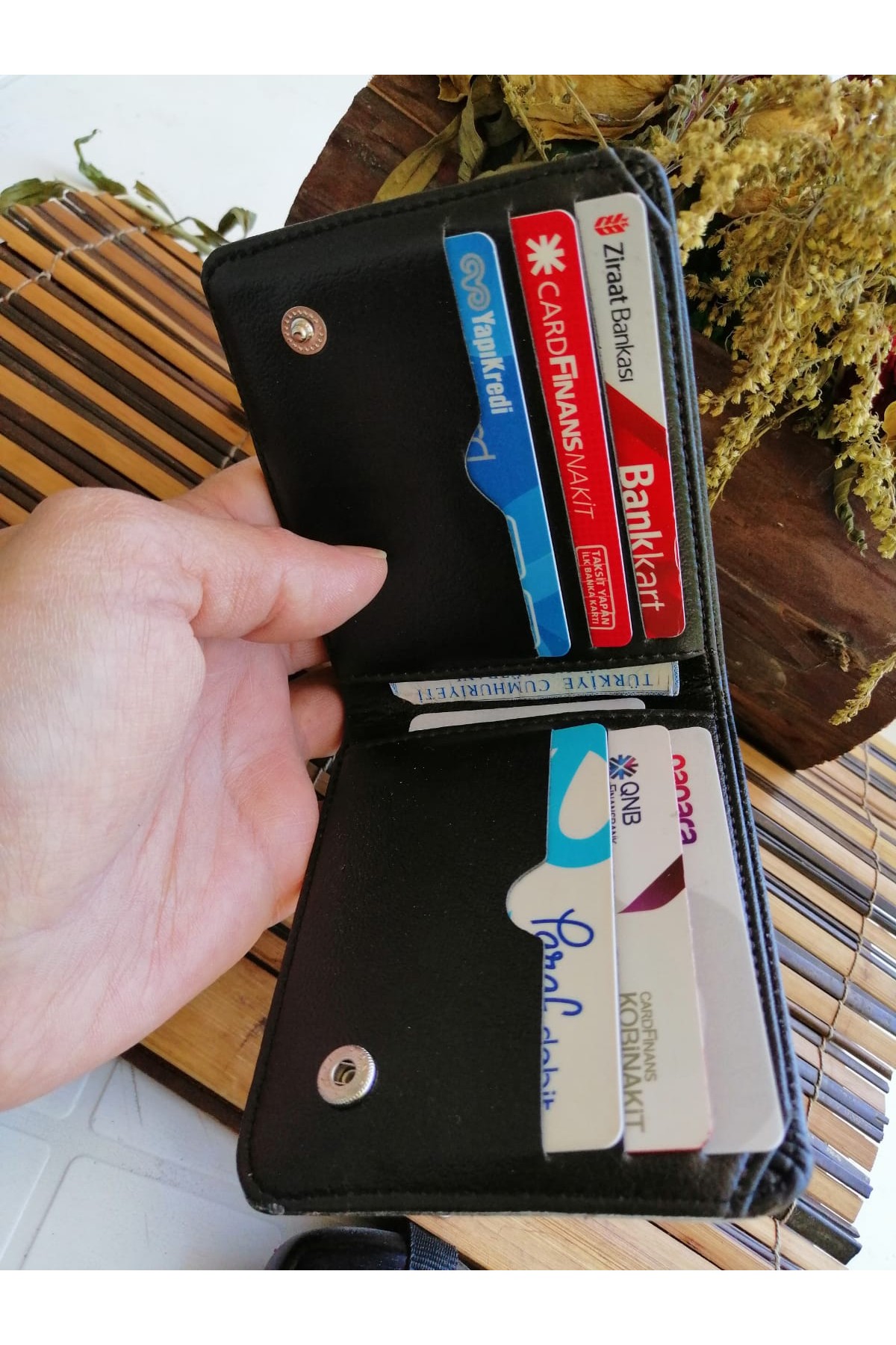 Erkek Cüzdan İçten Gizli Çıtçıtlı Siyah