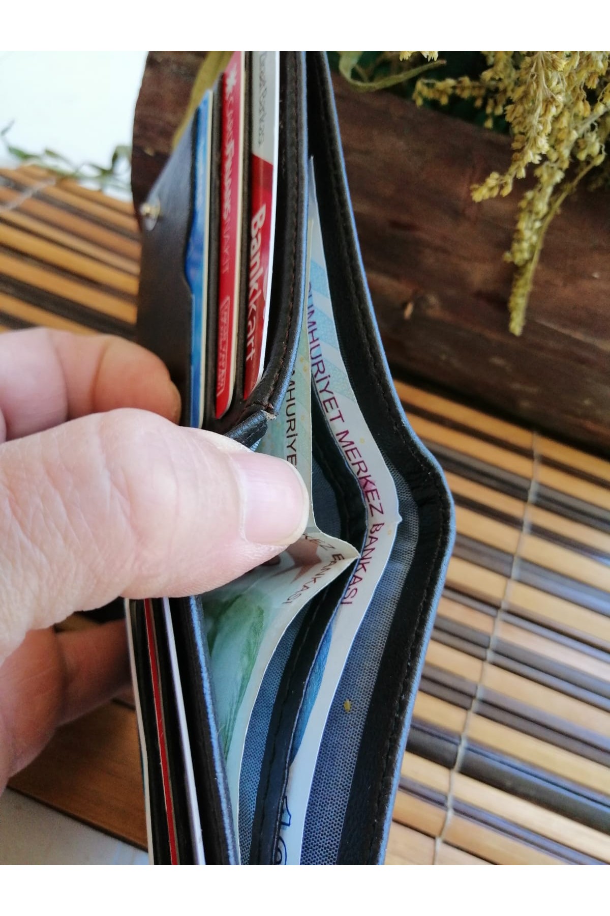 Erkek Cüzdan İçten Gizli Çıtçıtlı Siyah