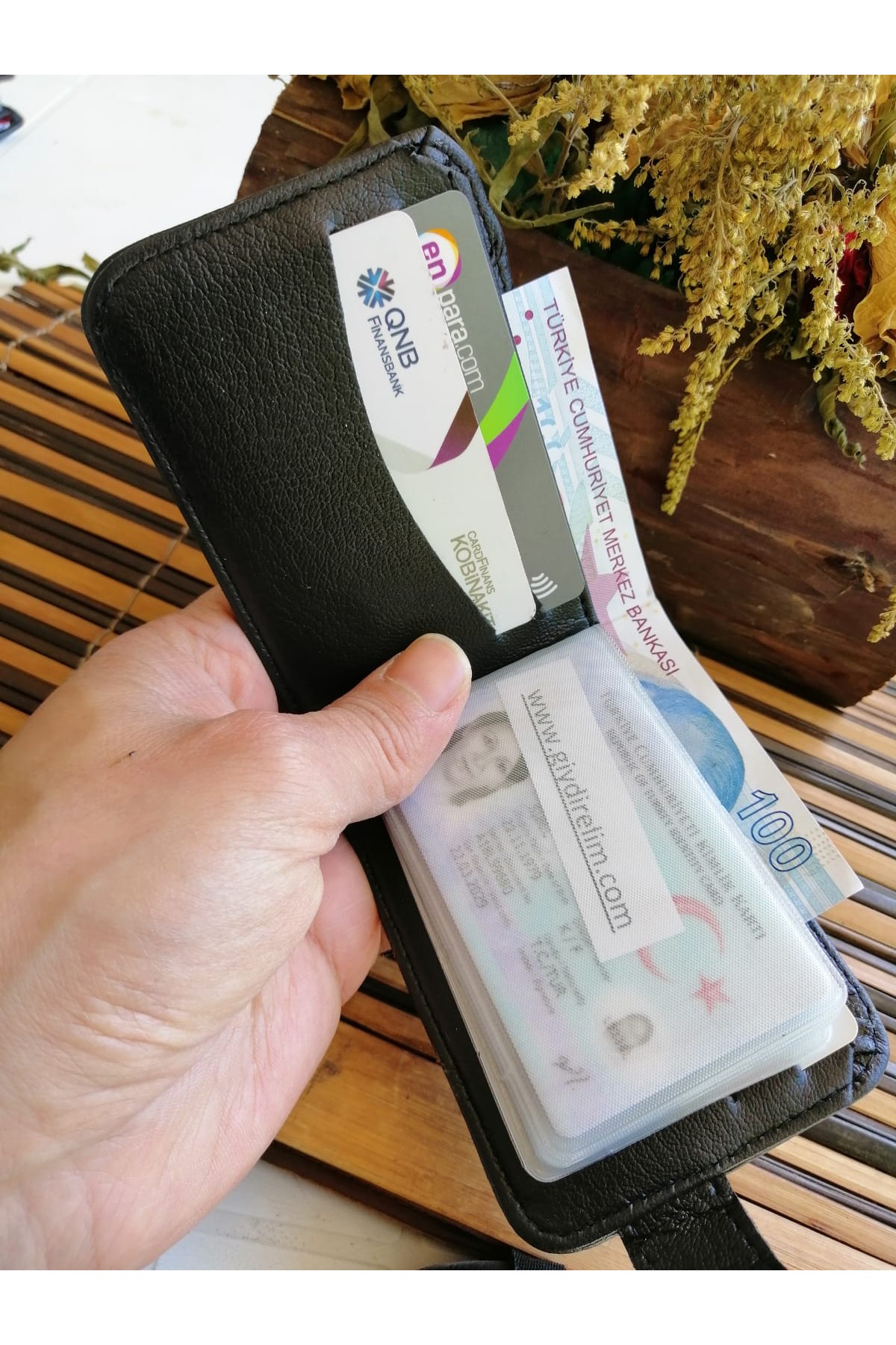 Erkek Kartlık Cüzdan Kartvizitli Çıtıçıtlı Siyah