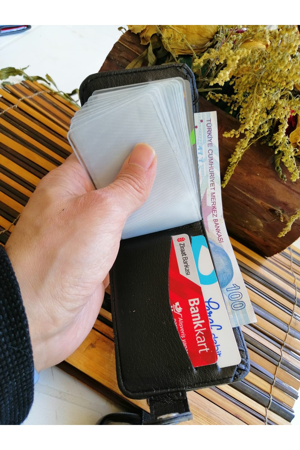 Erkek Kartlık Cüzdan Kartvizitli Çıtıçıtlı Siyah