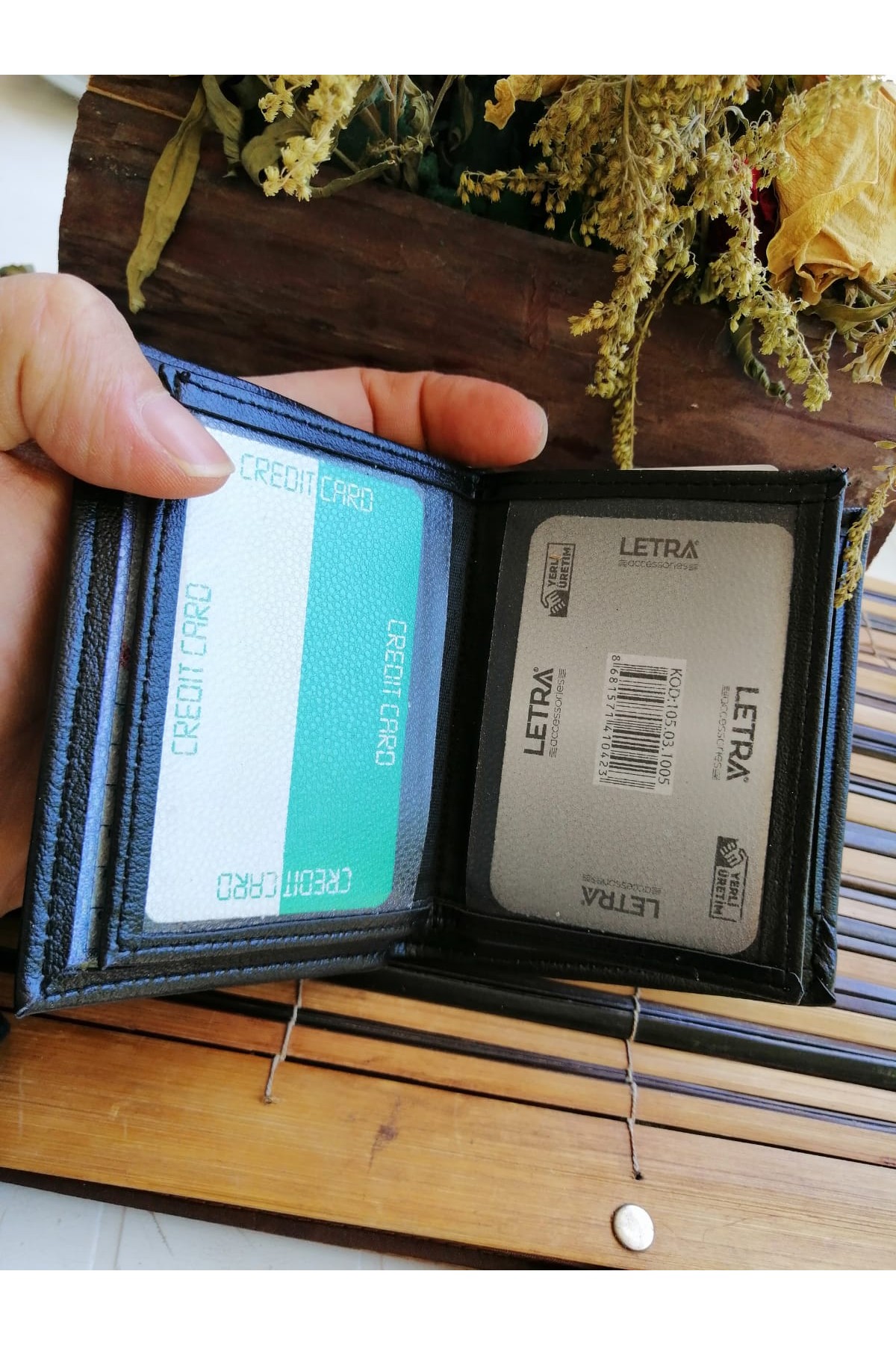 Erkek Cüzdan Dikey Tasarım Siyah