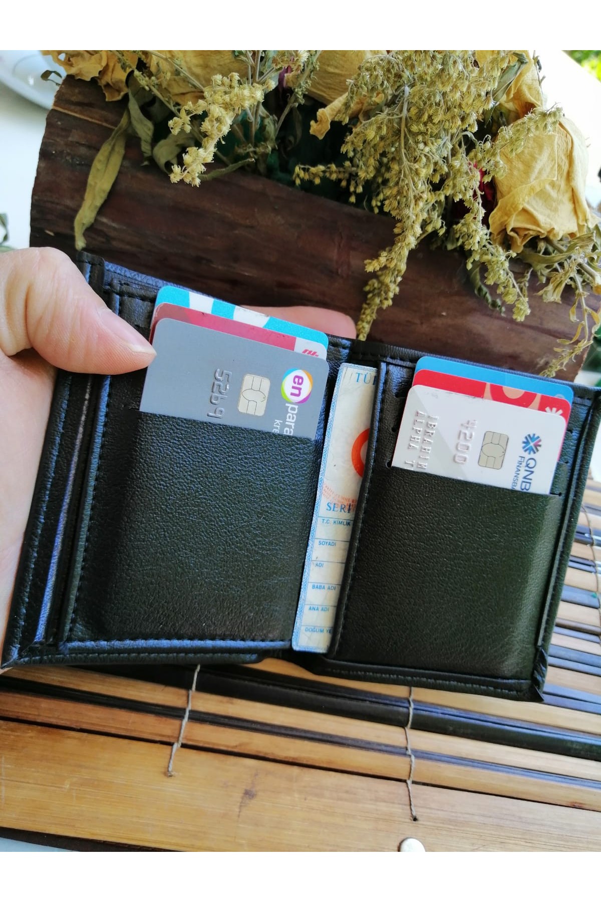 Erkek Cüzdan Dikey Tasarım Siyah