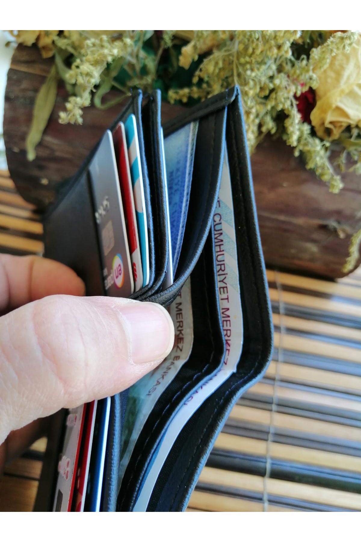 Erkek Cüzdan Dikey Tasarım Siyah