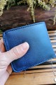 Erkek Cüzdan Köşeleri Oval Tasarım İndigo Mavi