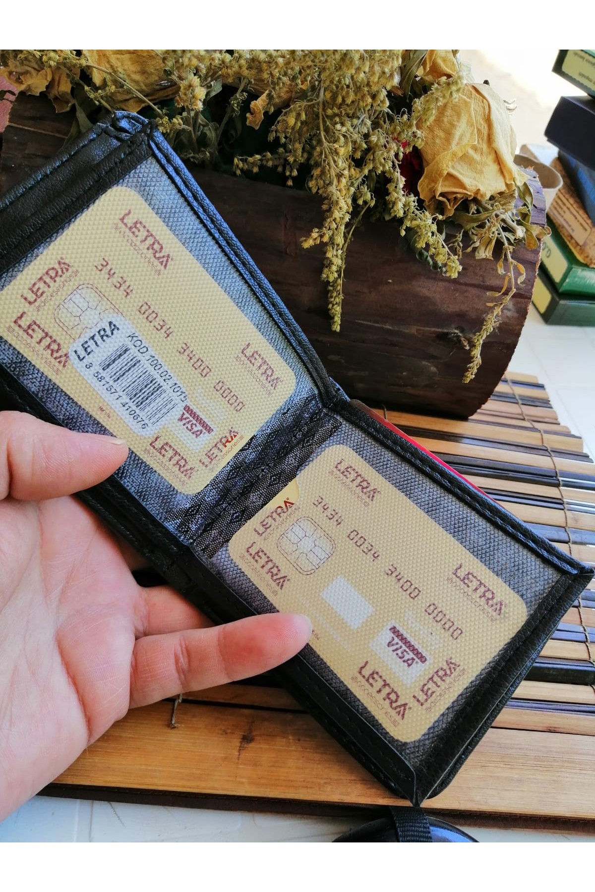 Erkek Cüzdan Köşeleri Oval Tasarım Siyah