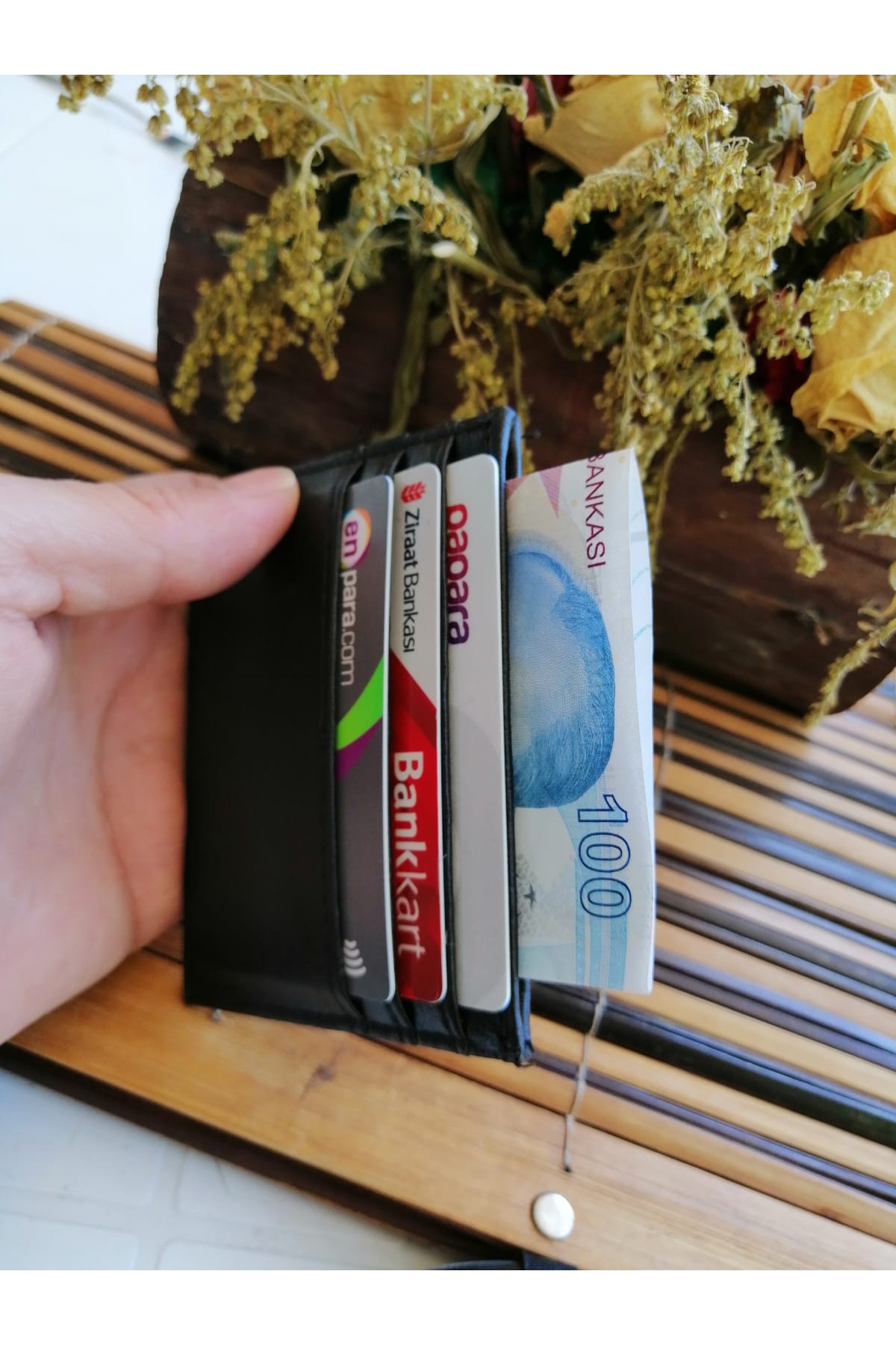 Erkek Kartlık Cüzdan Kare Tasarım Siyah