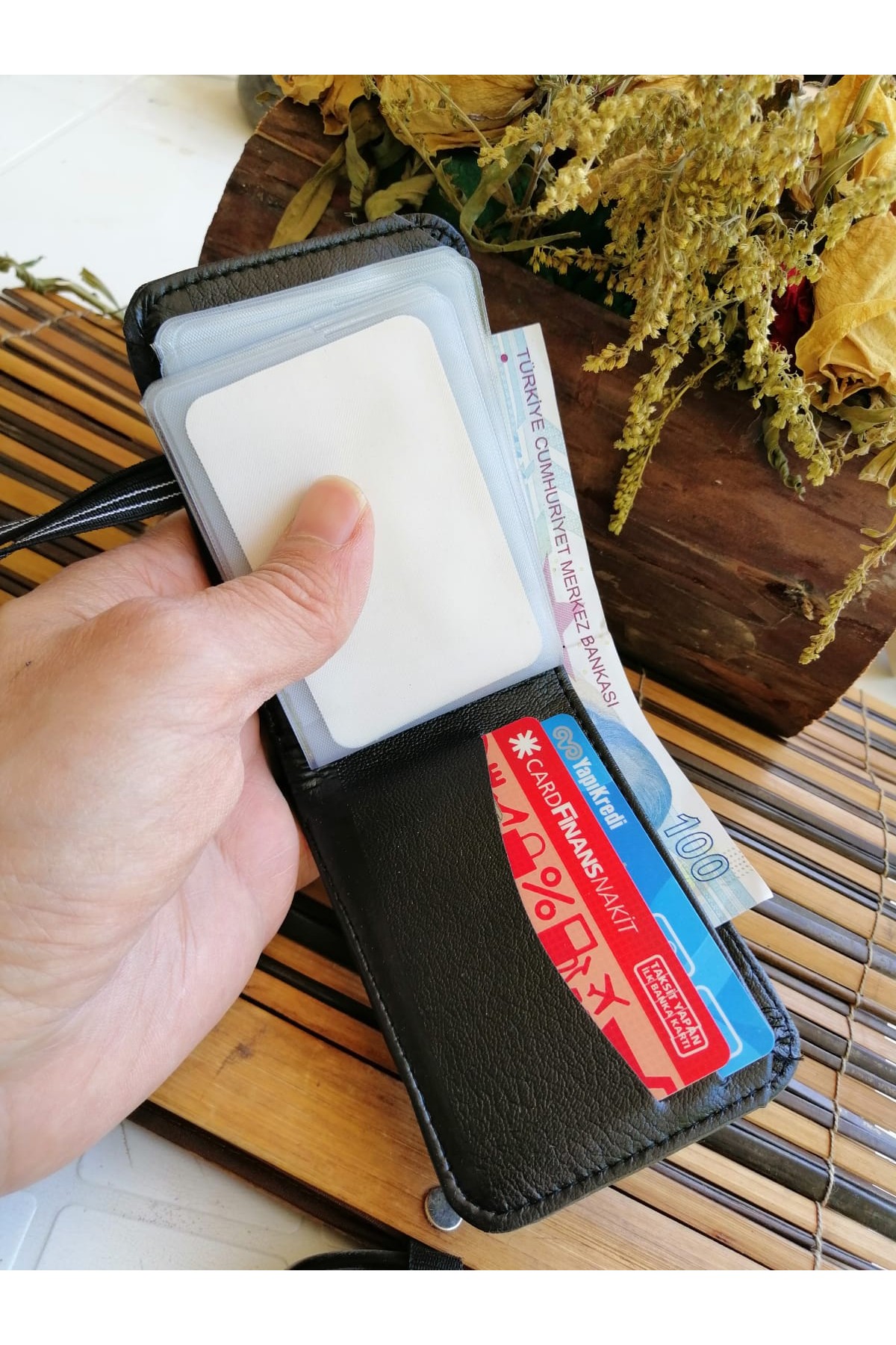 Erkek Kartlık Cüzdan Lastikli Siyah