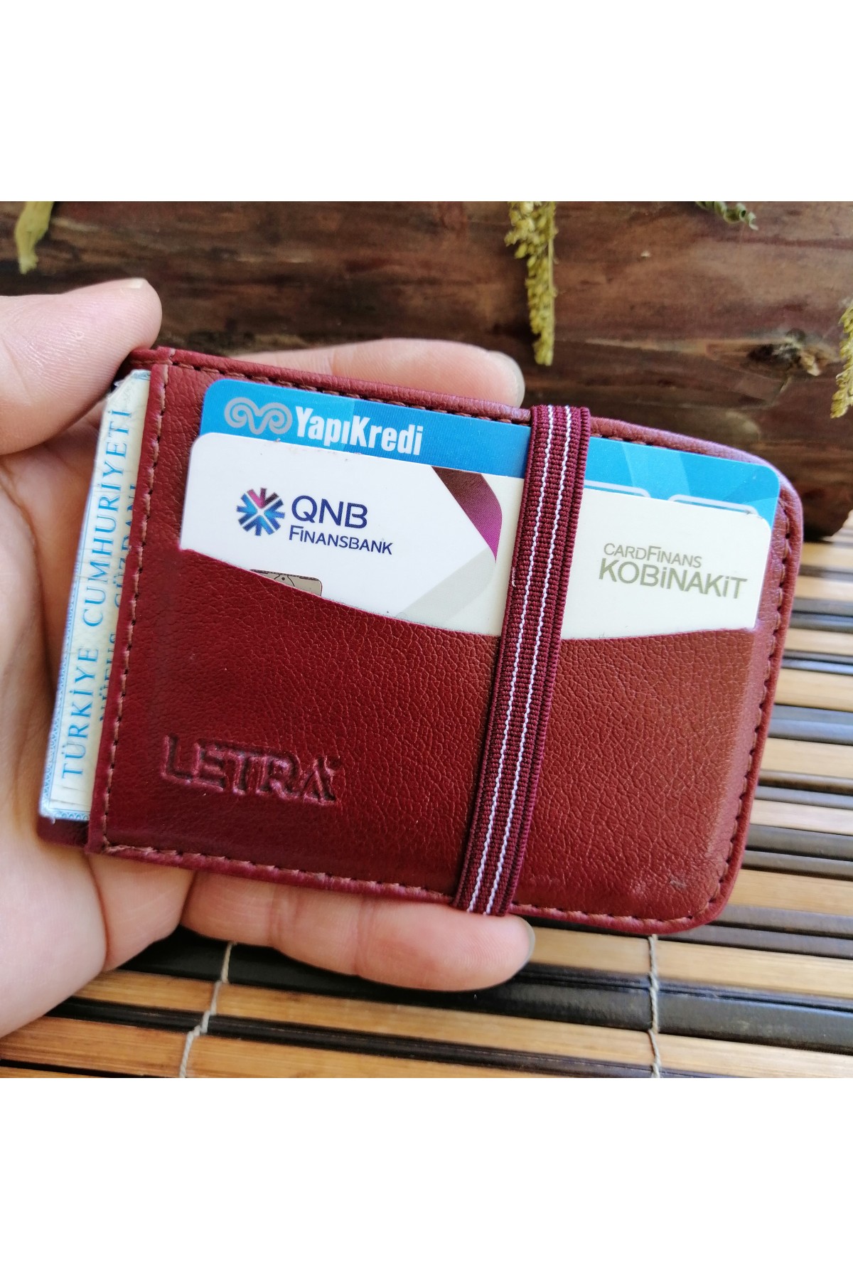 Erkek Kartlık Cüzdan Lastikli Bordo
