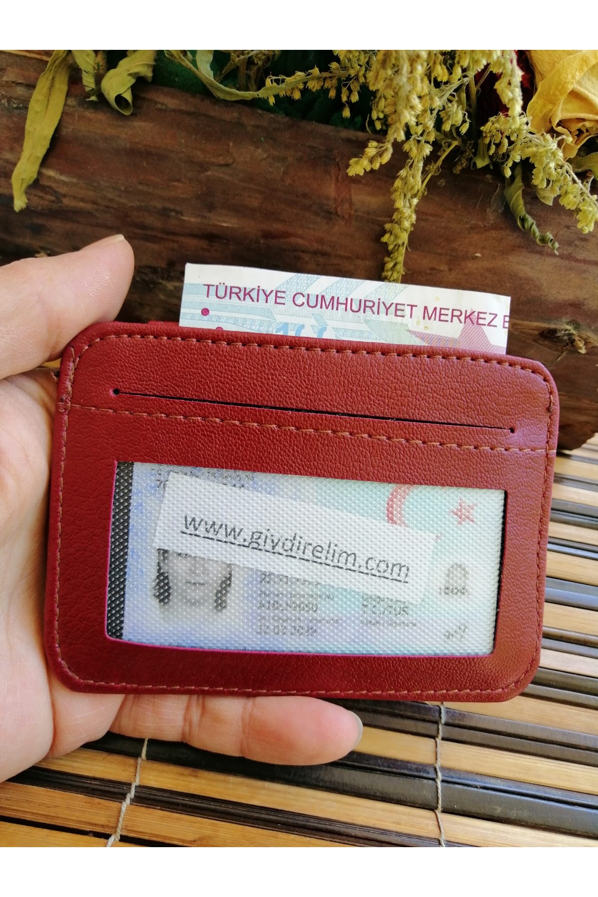 Erkek Kartlık Cüzdan Oval Tasarım Bordo