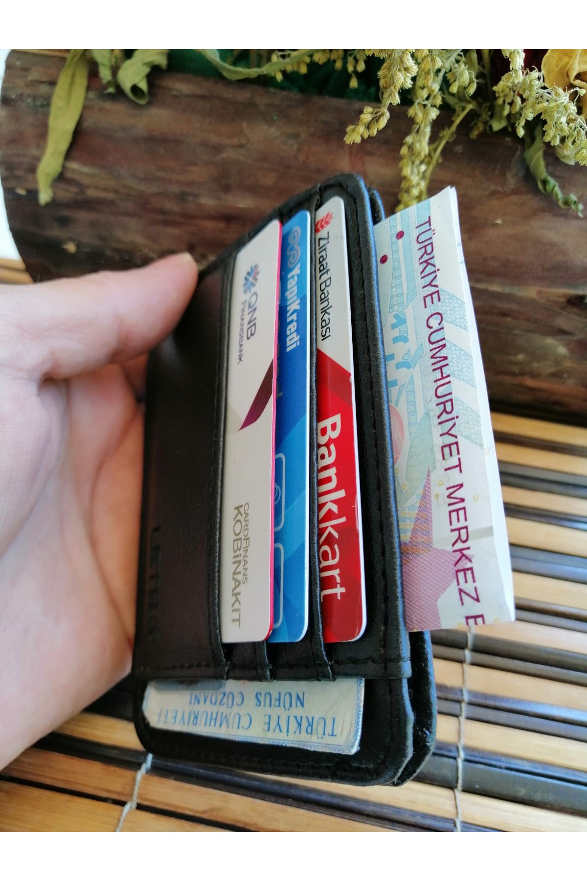 Erkek Kartlık Cüzdan Oval Tasarım Siyah