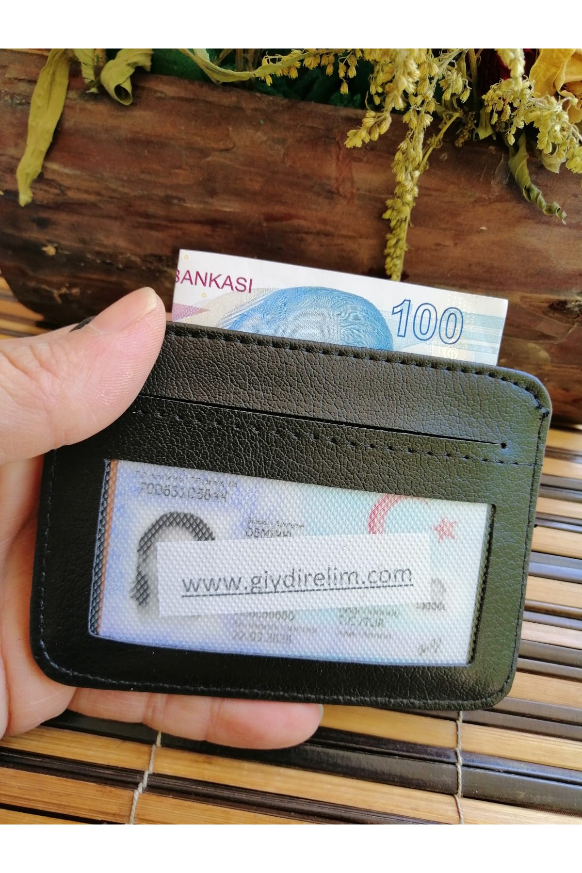 Erkek Kartlık Cüzdan Oval Tasarım Siyah