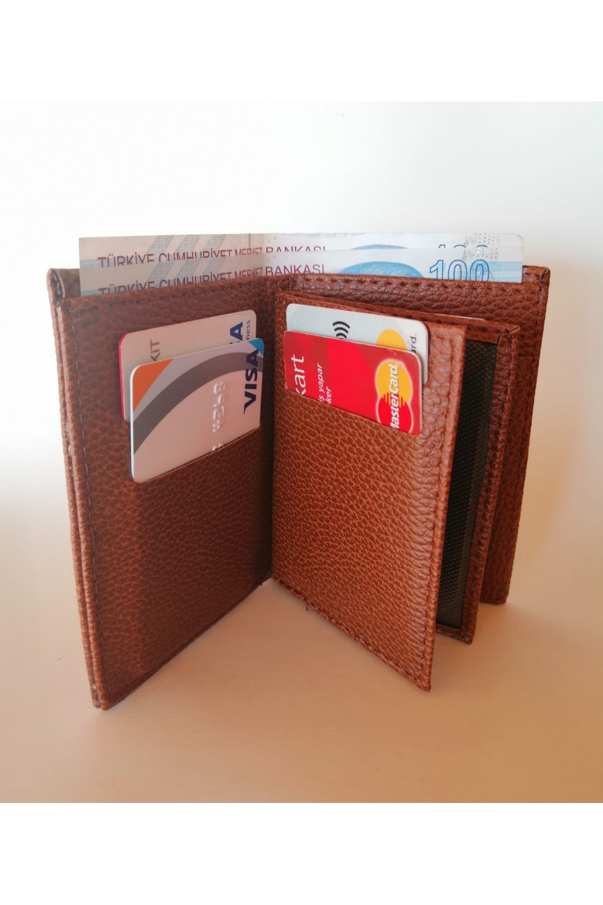 Erkek Cüzdan Dikey Tasarım Bozuk Paralı Kahverengi