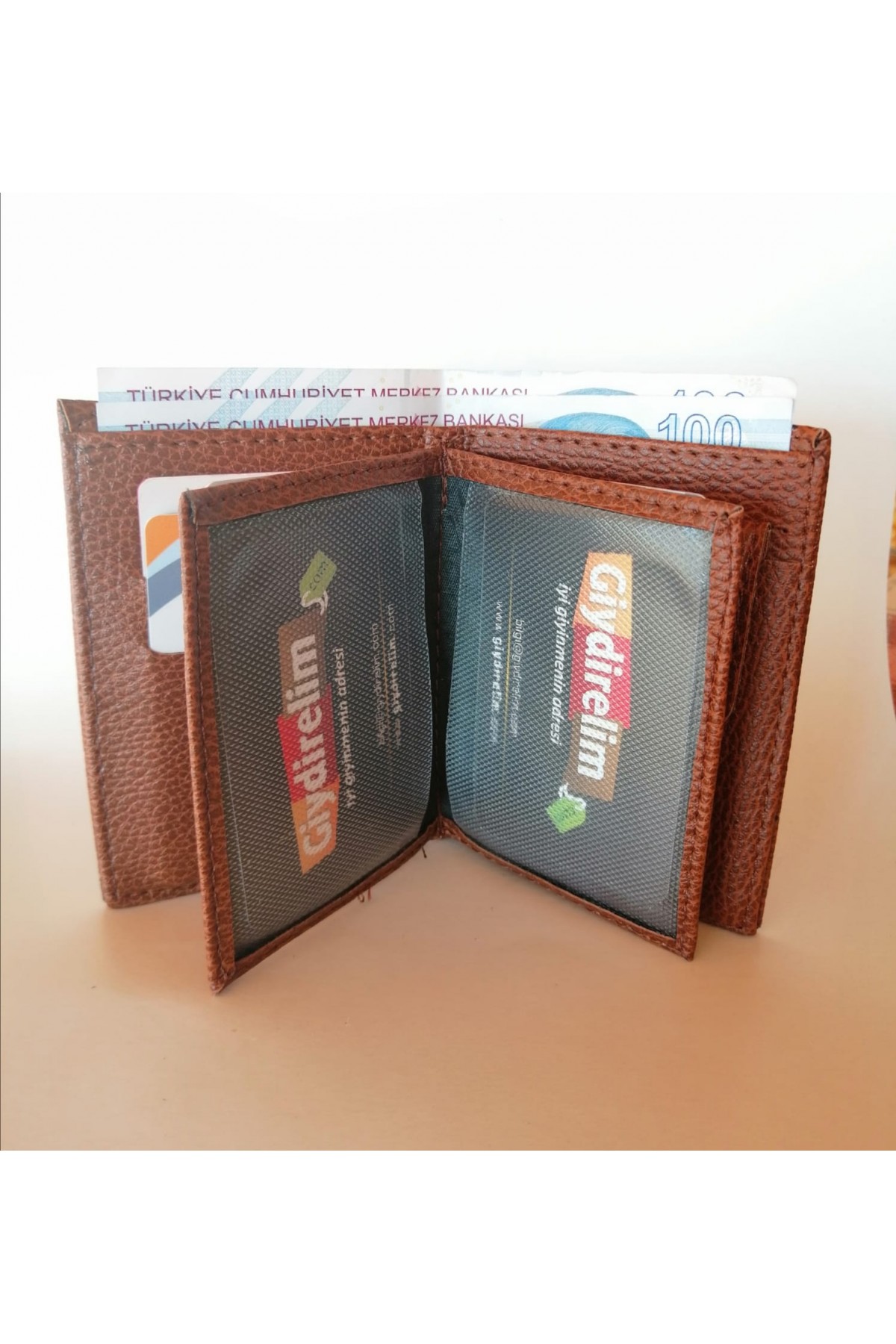 Erkek Cüzdan Dikey Tasarım Bozuk Paralı Kahverengi
