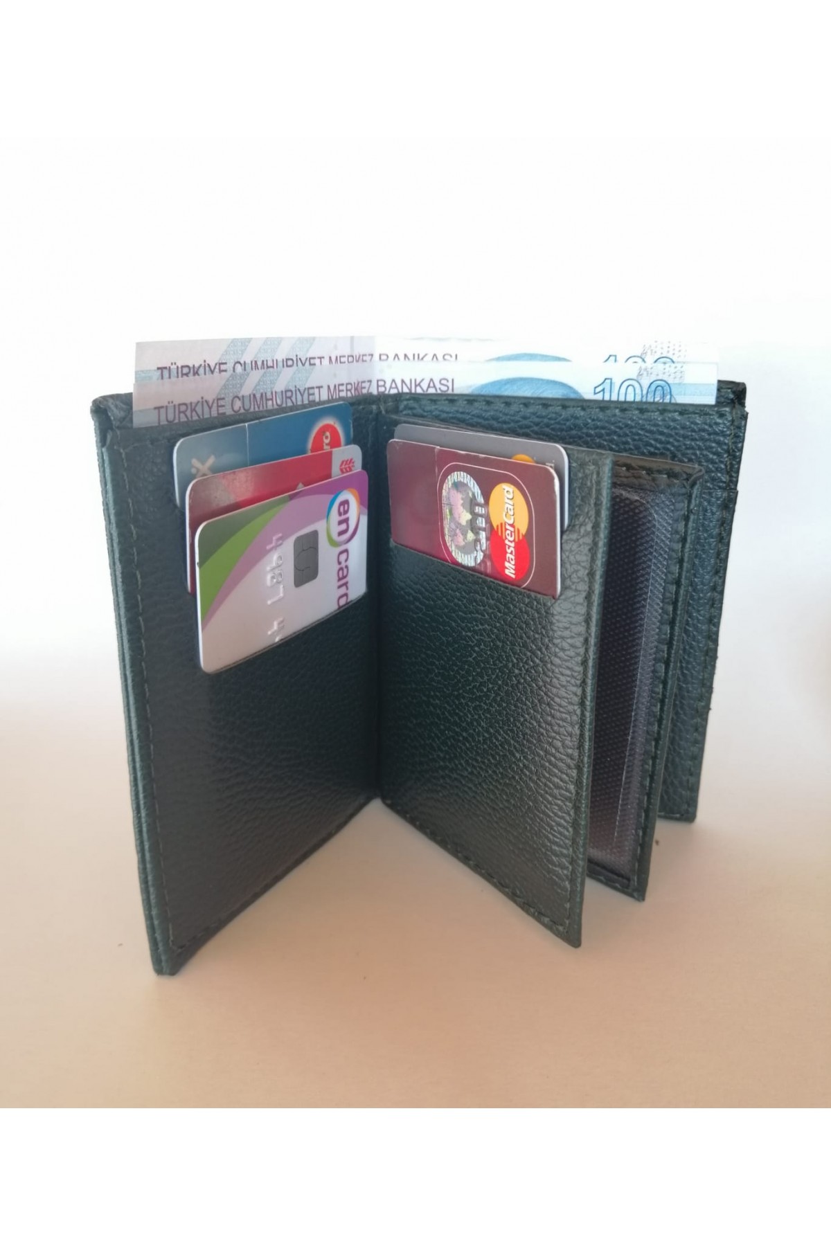 Erkek Cüzdan Dikey Tasarım Bozuk Paralı Orman Yeşili