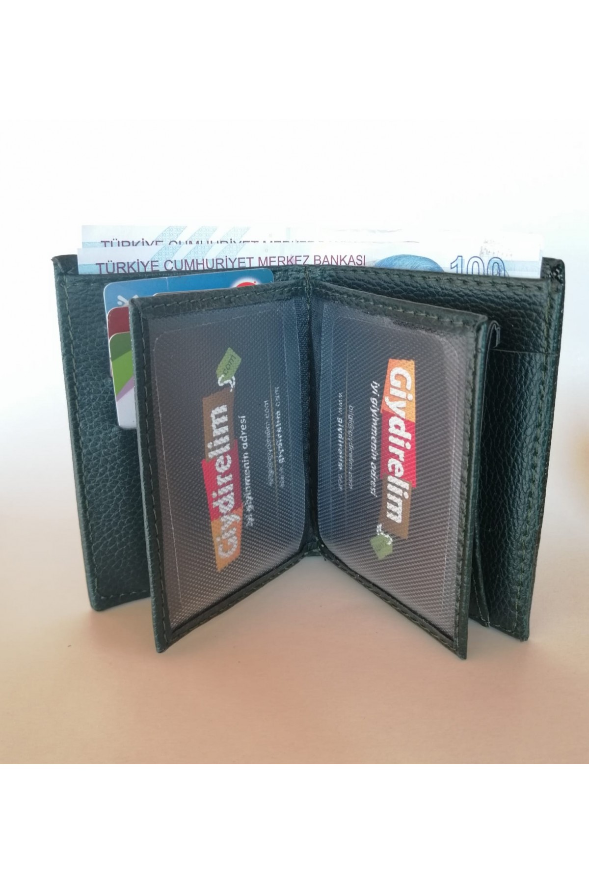 Erkek Cüzdan Dikey Tasarım Bozuk Paralı Orman Yeşili