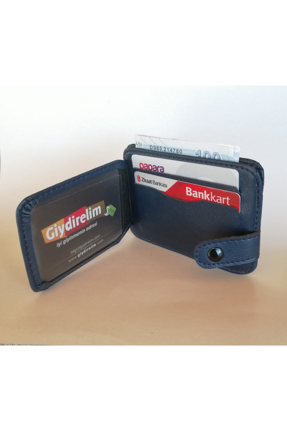 Erkek Kartlık Cüzdan Çıtçıtlı İndigo Mavi