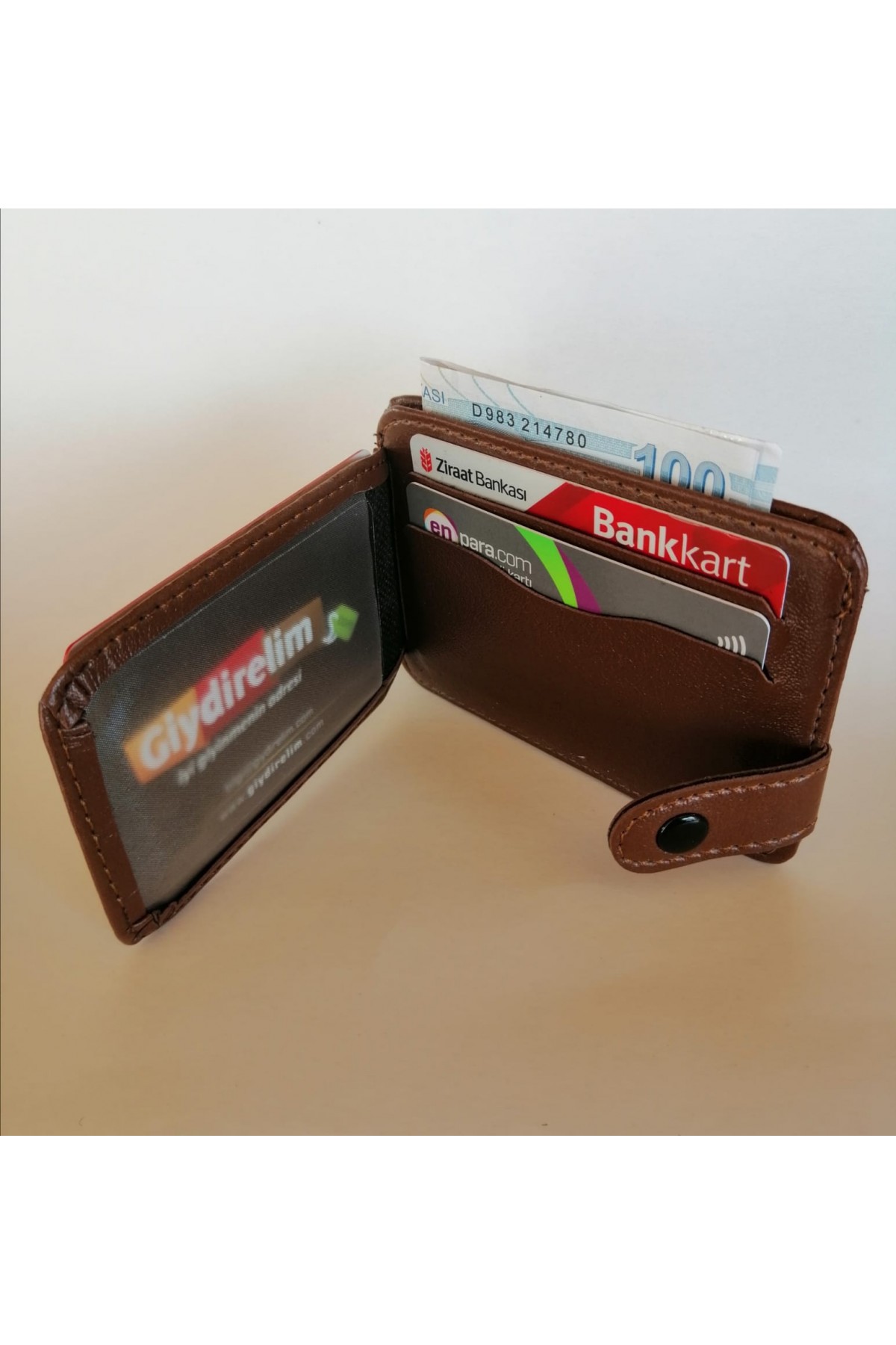 Erkek Kartlık Cüzdan Çıtçıtlı Kahverengi
